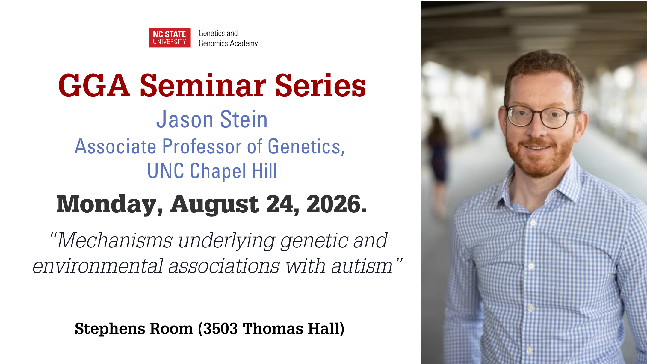 Seminar flyer for Jason Stein.