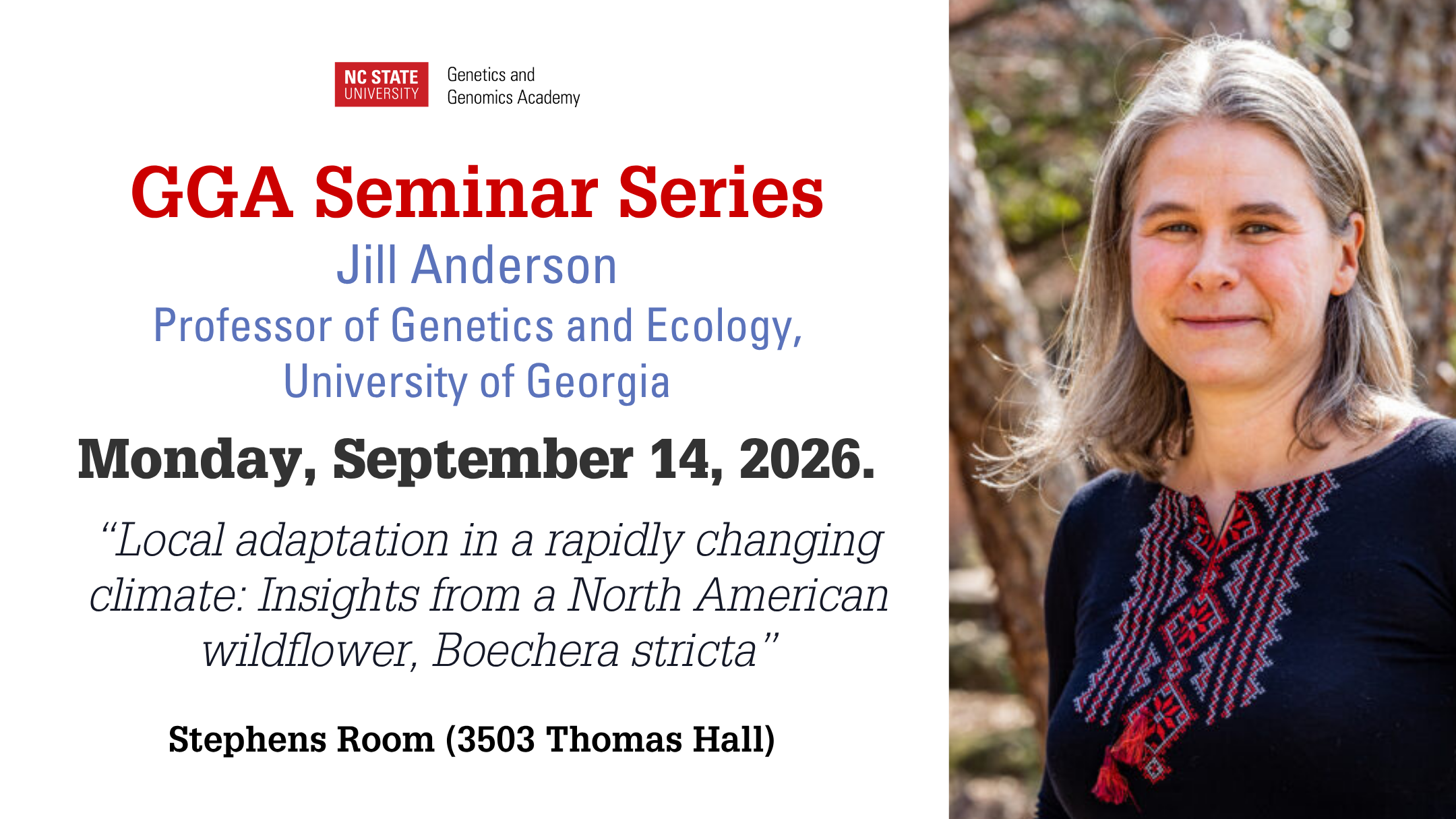 Seminar flyer for Jill Anderson.
