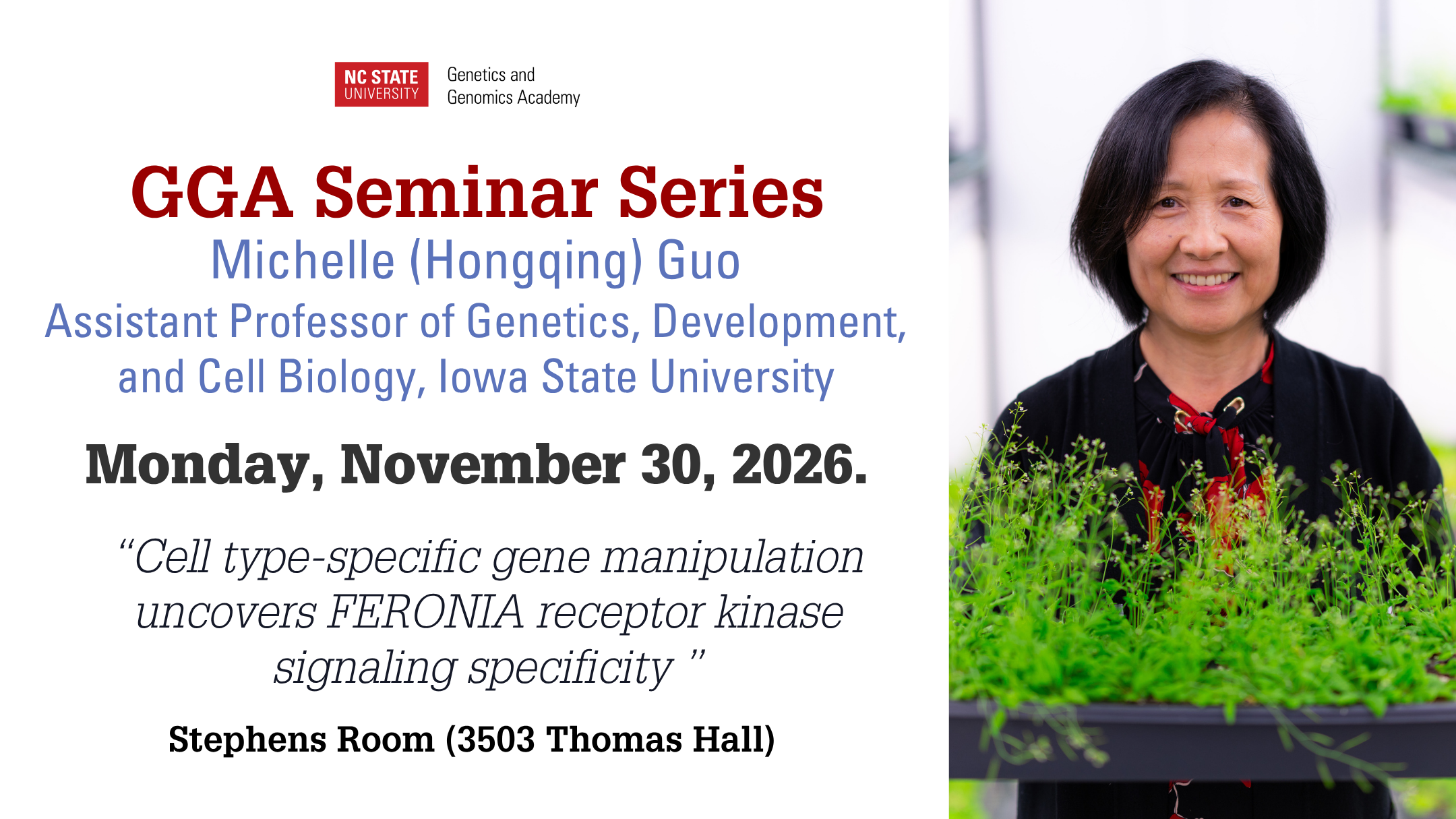 Seminar flyer for Michelle Guo
