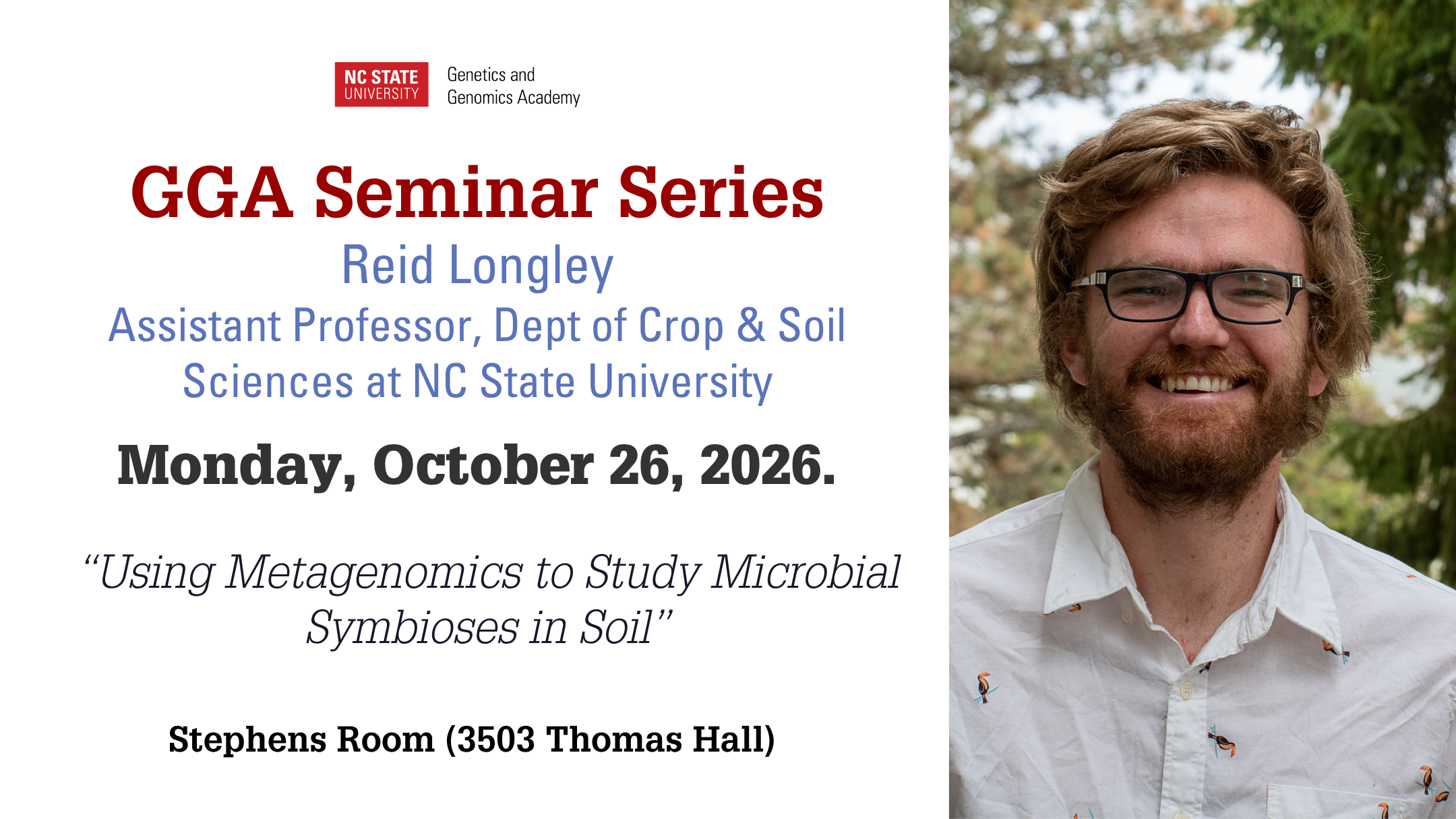 Seminar flyer for Reid Longley