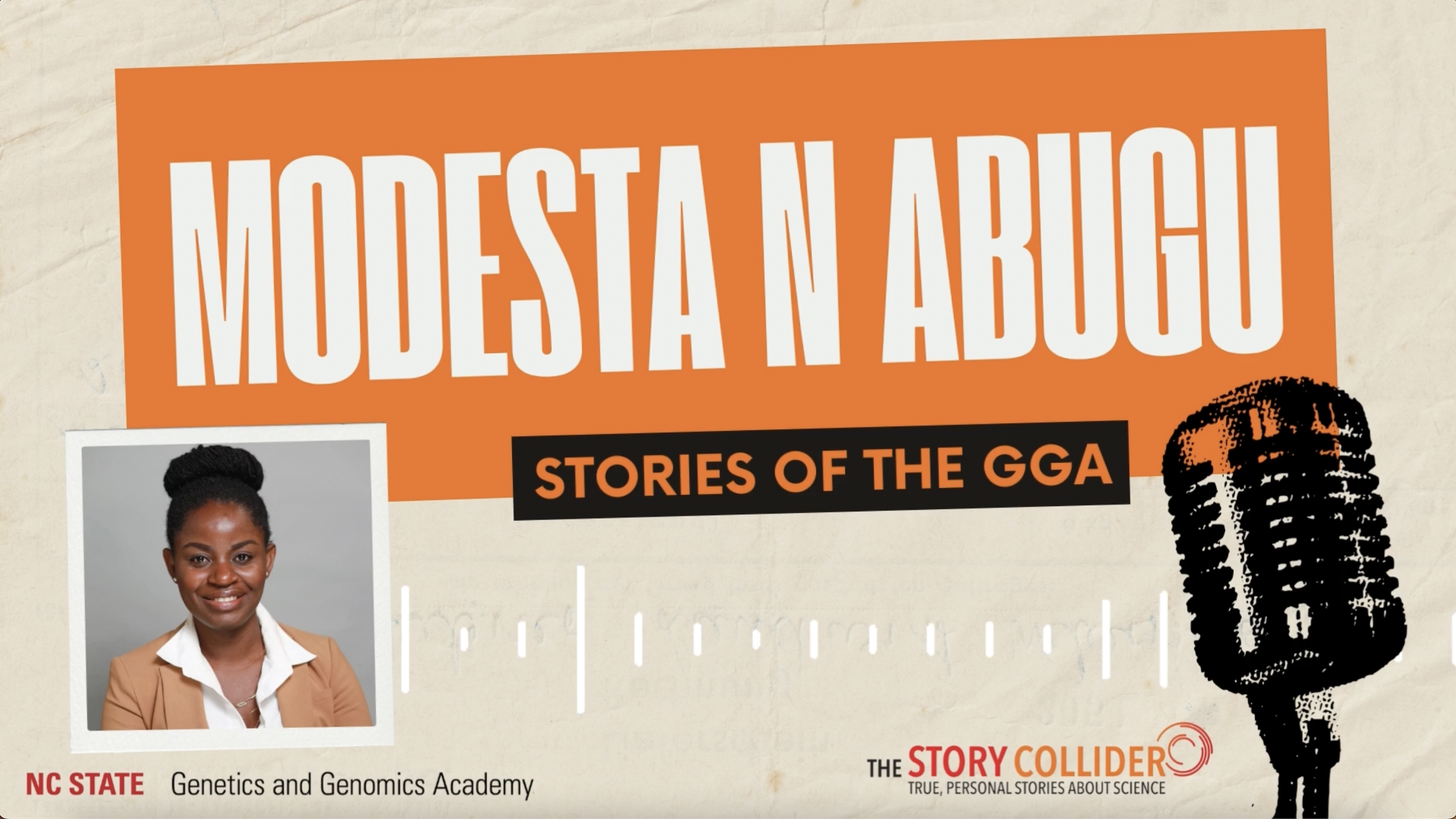 Thumbnail of Youtube video "Story Collider: Stories of the GGA - Modesta N Abugu"