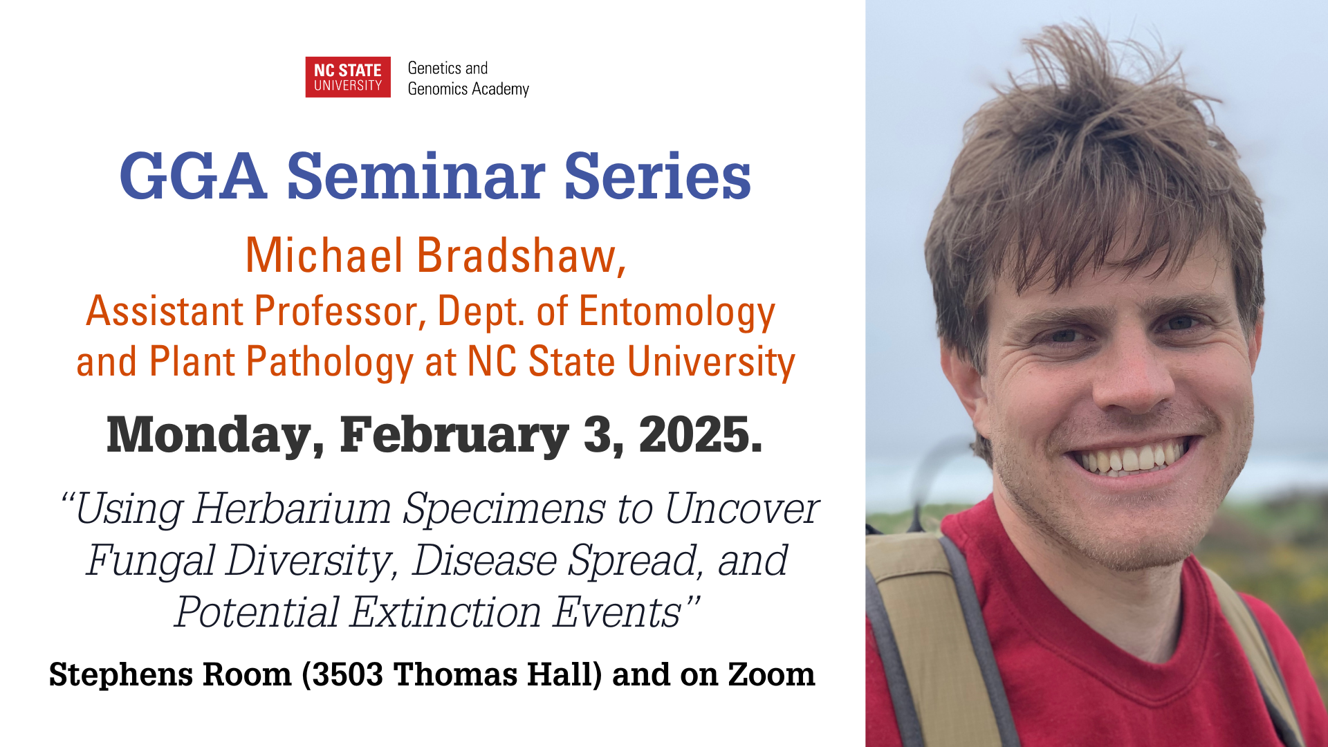 Flyer for speaker Michael Bradshaw.