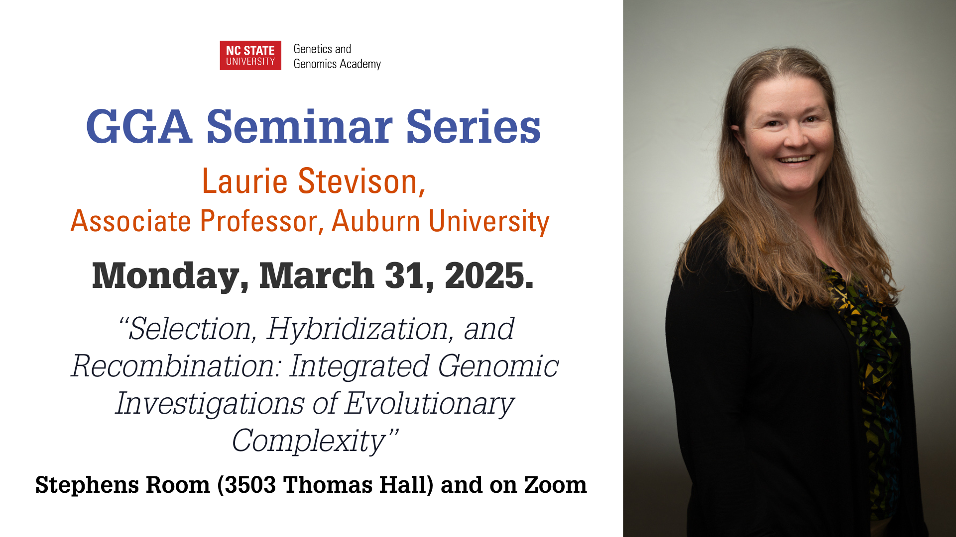 Laurie Stevison seminar speaker.